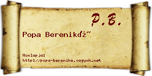 Popa Bereniké névjegykártya